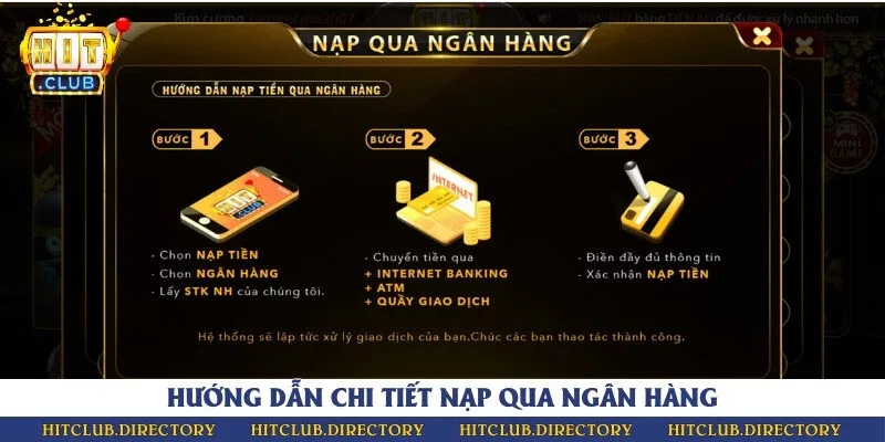 Thực hiện 3 bước đơn giản để nạp tiền vào cổng game bài qua ngân hàng