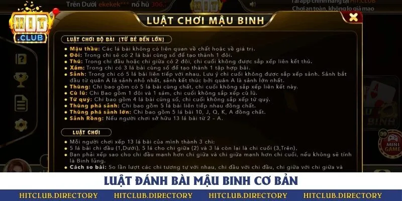 Hướng dẫn những quy tắc đánh bài và xếp bài trong mậu binh online