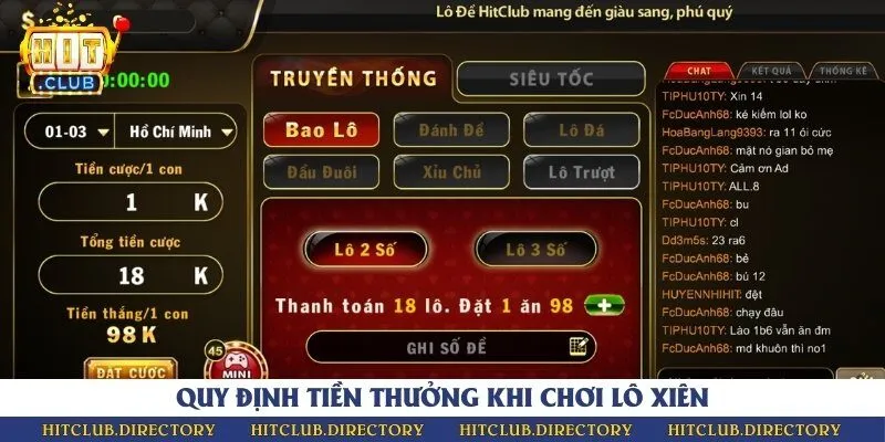 Mỗi loại lô xiên tuân thủ theo một quy định tính thưởng riêng